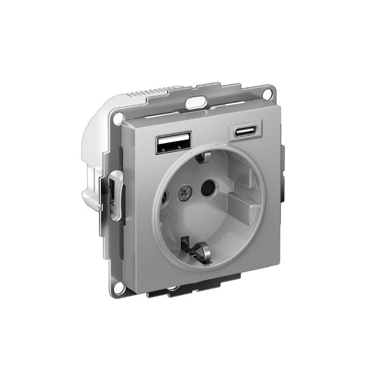 AtlasDesign Алюминий Розетка 16А с USB A+C | ATN000332 | SE — миниатюра 1