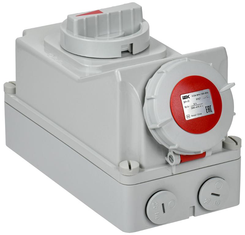 Розетка с механической блокировкой ССИ-814 16А-6ч 380В 3P+PE IP67 | PSR12-016-4-5-67 | IEK — IEK (ИЭК)