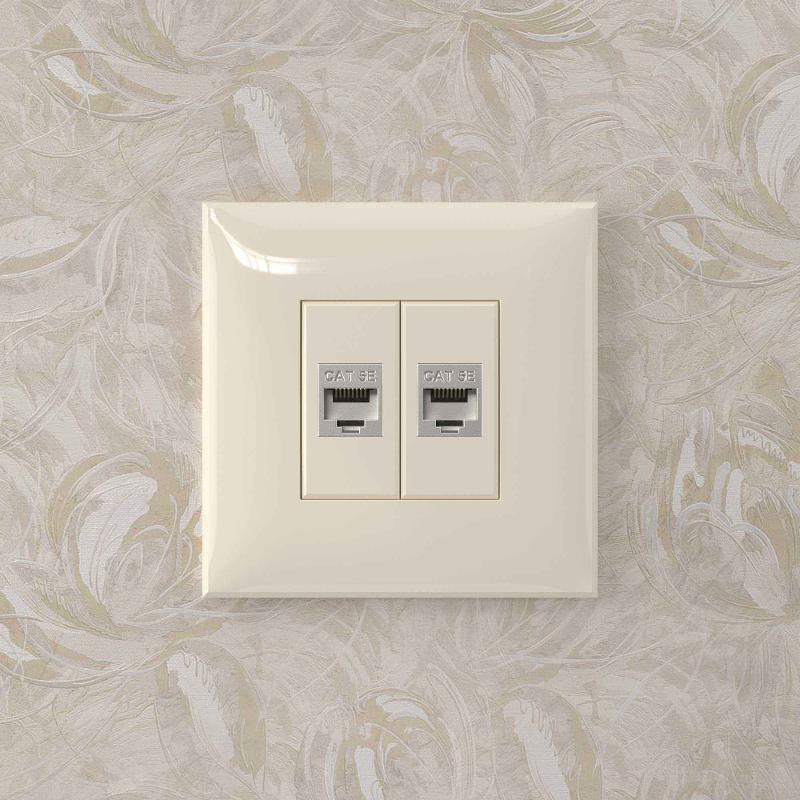Компьютерная розетка RJ-45 без шторки в стену, кат.5e двойная экранированная, "Avanti", "Ванильная дымка" | 4405764 | DKC — миниатюра 5