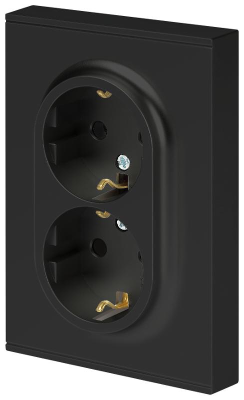 Розетка Arktik 16-2104-05 двойная с заземлением 2X2P+E Schuko 16А-250В антрацит | Б0070448 | ЭРА — миниатюра 3