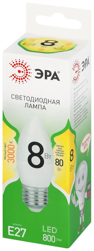 Лампа светодиодная  GREEN LINE LED B35-8W-830-E27 GL E27 8 Вт свеча теплый свет | Б0067088 | ЭРА — миниатюра 5