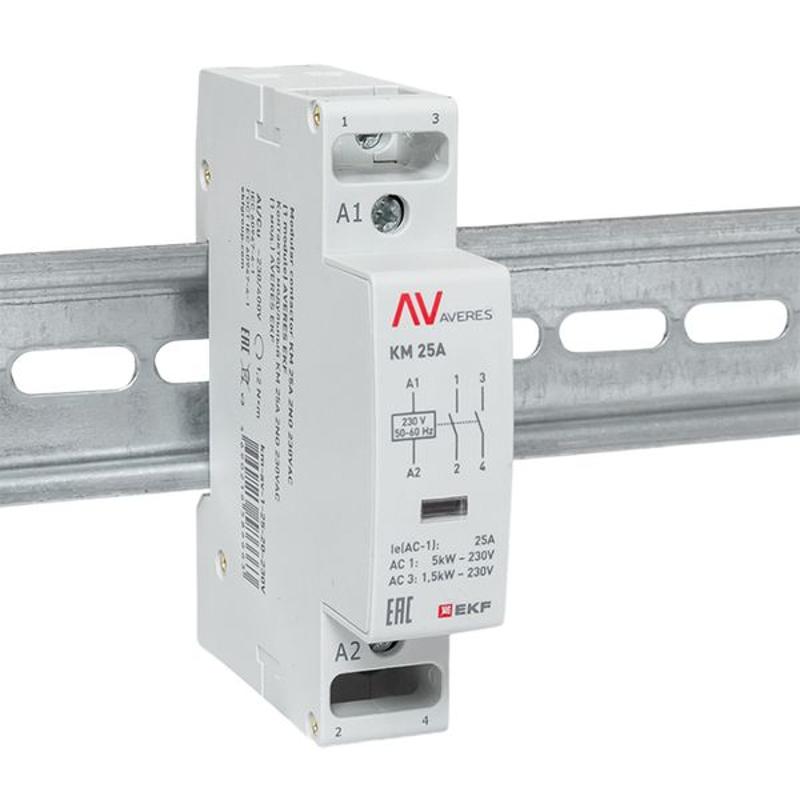 Контактор модульный КМ 25А 2NО 230VAC (1 мод.) AVERES | km-av-1-25-20-230V | EKF — миниатюра 2