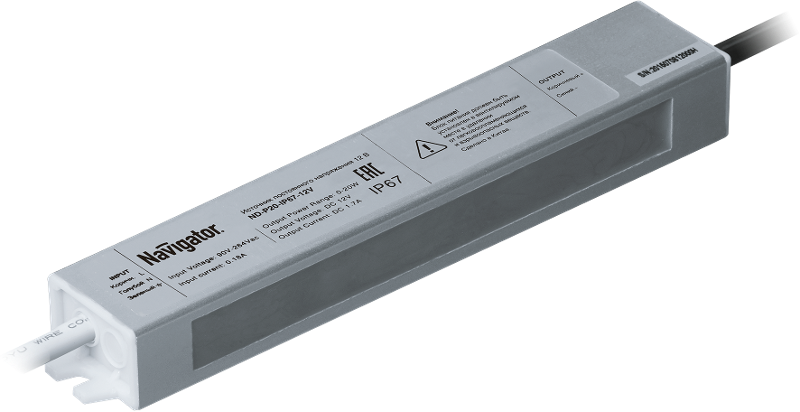 Драйвер для светодиодной ленты LED ND-P20-IP67-12V 20Вт 12В IP67 | 71470 | Navigator — фото 1 | Sento