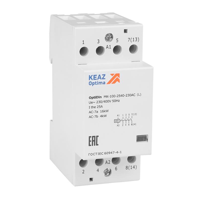 Контактор модульный OptiDin MK-100-2540-230AC (L) | 343731 | КЭАЗ — КЭАЗ (Курский электроаппаратный завод)