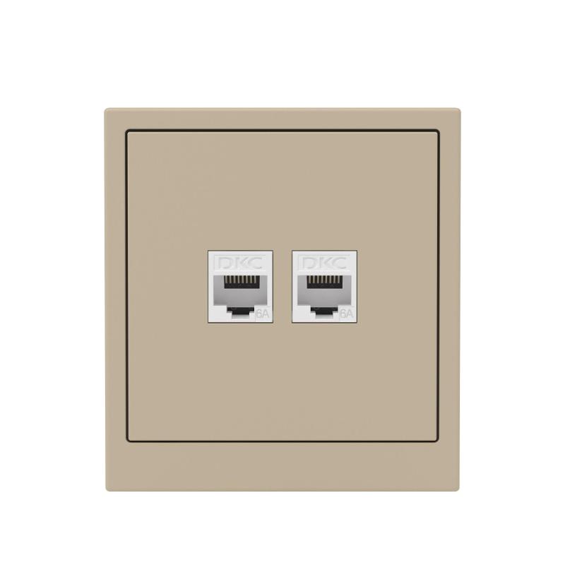 Компьютерная розетка RJ-45 без шторки, кат.6А двойная, KANT, ванильный марципан | 7015674 | DKC — миниатюра 6