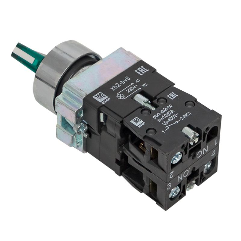 Переключатель ANC-22 2P зеленый с подсветкой 220В NO+NC  PROxima | xb2-bk21-g-230 | EKF — миниатюра 6