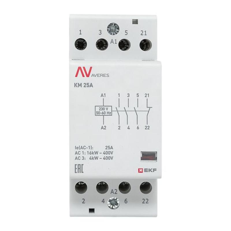 Контактор модульный КМ 25А 3NO+1NC 230VAC (2 мод.) AVERES | km-av-2-25-31-230V | EKF — миниатюра 3