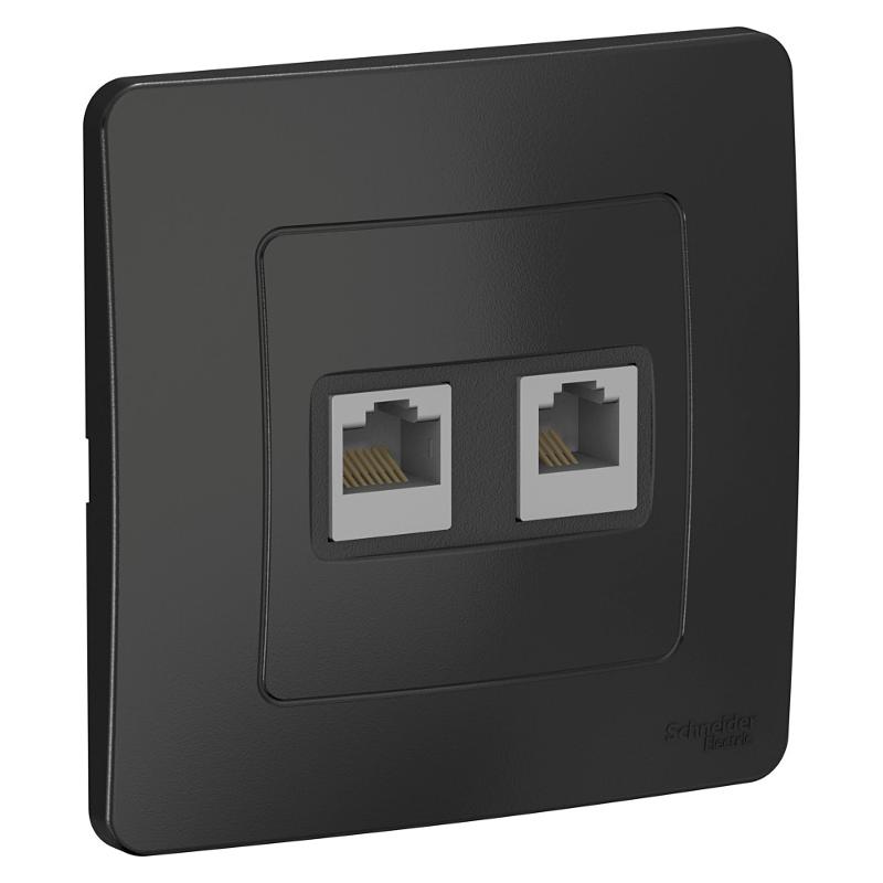 Blanca Антрацит С/У Розетка 2-ая КОМП/ТЛФ, RJ45+RJ11 | BLNIS045116 | SE — Systeme Electric