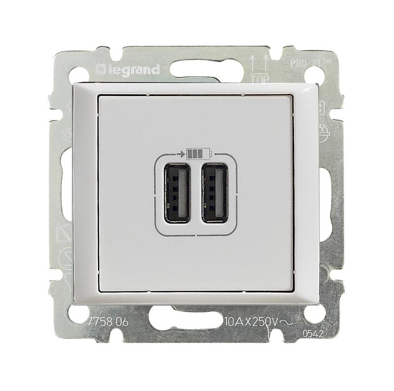 Valena Белый Розетка 2-ая USB — миниатюра 4