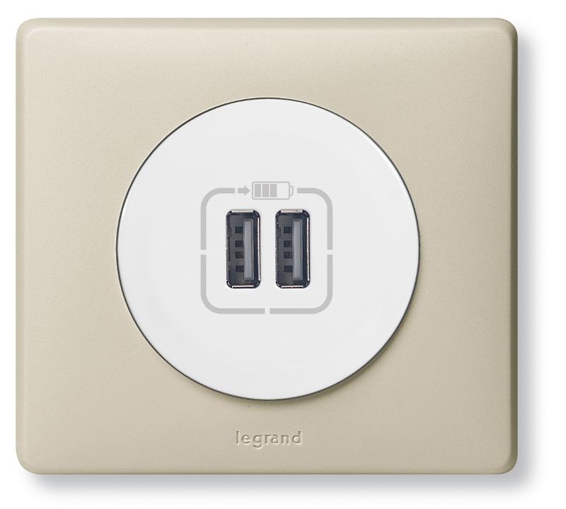 Celiane Белый Накладка Розетки USB 2-ой — миниатюра 4