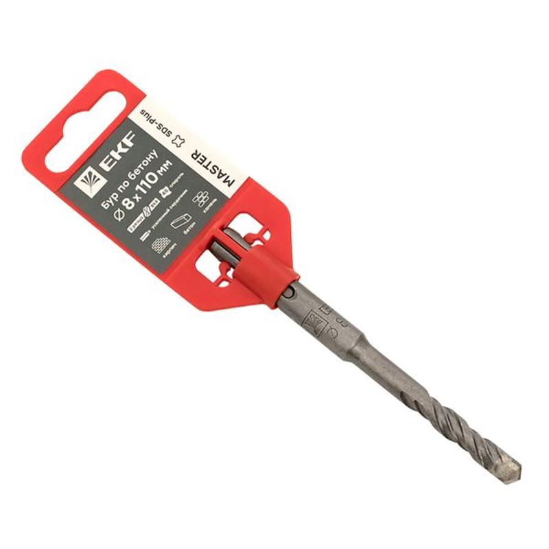 Бур по бетону SDS-plus 8х110 мм (2 резца)(4S спираль) EKF Master | db-8-110-2x4 | EKF — EKF