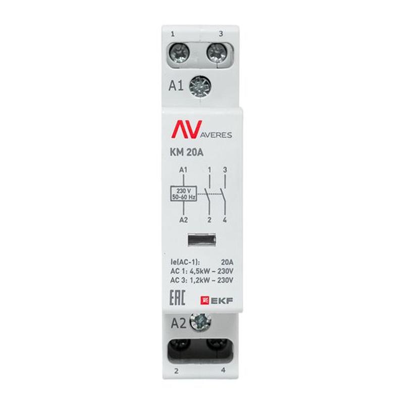 Контактор модульный КМ 20А 2NО 230VAC (1 мод.) AVERES | km-av-1-20-20-230V | EKF — миниатюра 3