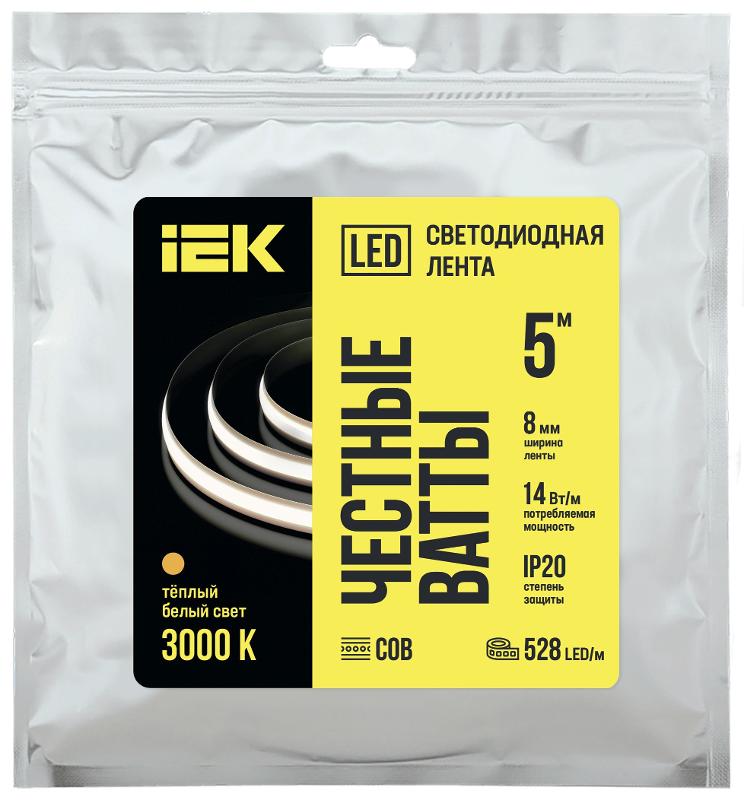 Лента LED 5м COB-528LED freecut 14Вт/м IP20 24В 3000К | LSR11-1-528-20-05 | IEK — IEK (ИЭК)