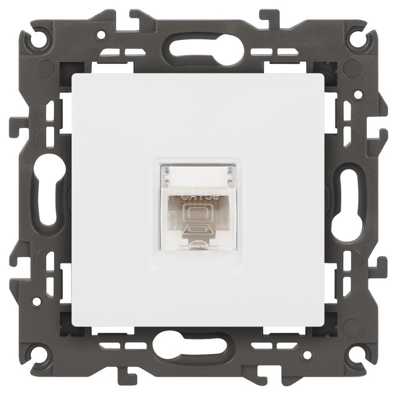 Розетка Elegance 14-3107-01М RJ45, белый матовый | Б0065763 | ЭРА — миниатюра 1