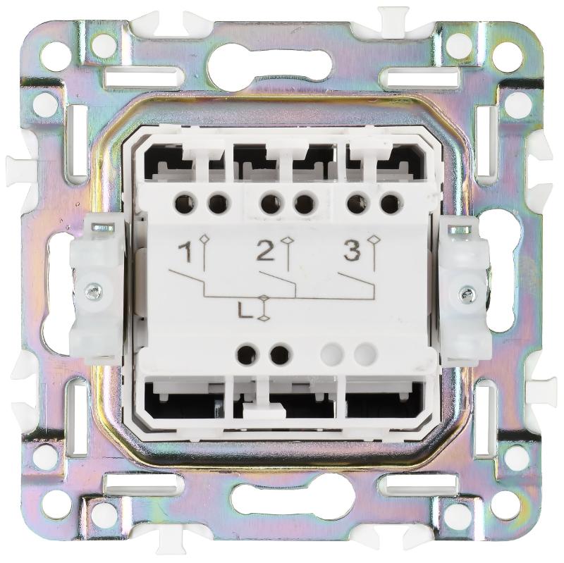 SKANDY Выключатель 3-клавишный 10А SK-V11N никель | SK-V30-0-10-K50 | IEK — миниатюра 5