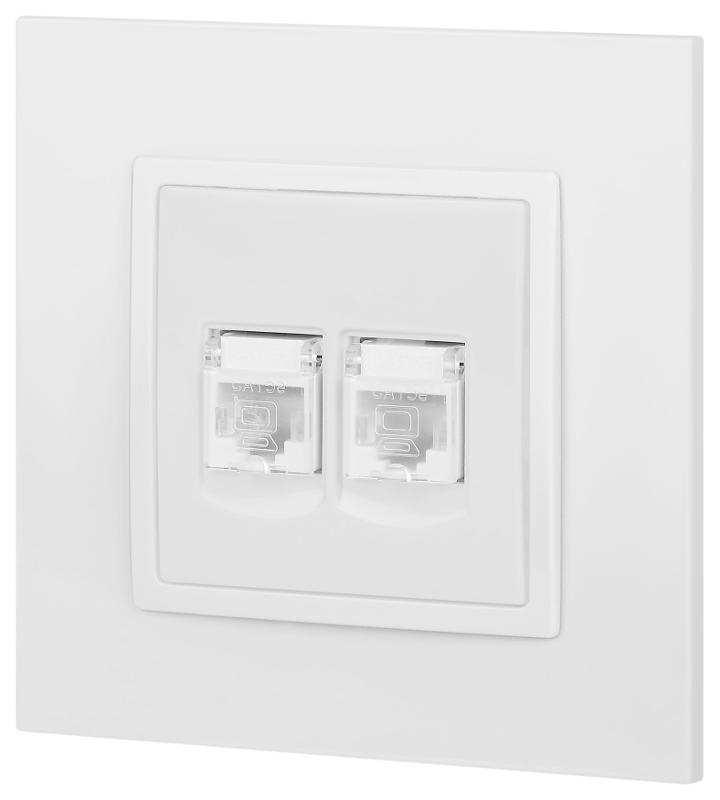 14-3108-01 Розетка 2хRJ45, IP20, белый | Б0034308 | ЭРА — миниатюра 2