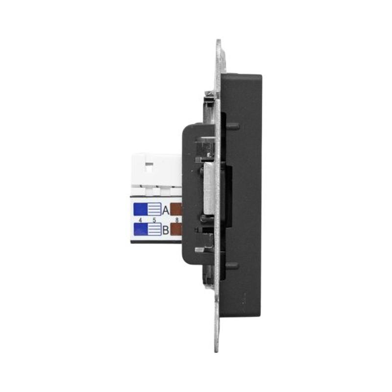 Механизм розетки HDMI+RJ45 (cat5), чёрный Эпика EKF | UP1-SOB-HDMI+RJ45 | EKF — миниатюра 6