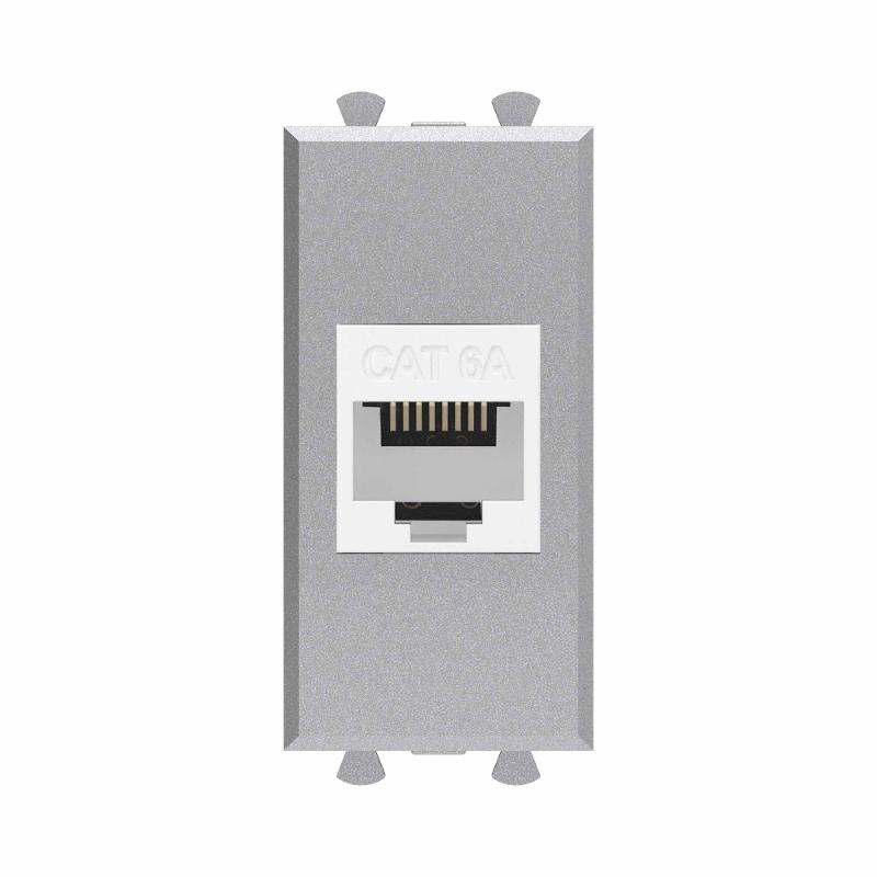 Компьютерная розетка RJ-45 без шторки модульная, кат.6А, "Avanti", "Закаленная сталь", 1 модуль | 4404671 | DKC — DKC (ДКС)