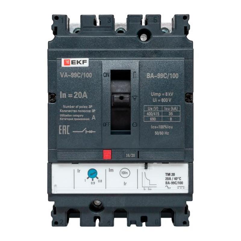 Выключатель автоматический ВА-99C (Compact NS) 100/20А 3P 36кА EKF PROxima | mccb99C-100-20 | EKF — миниатюра 15