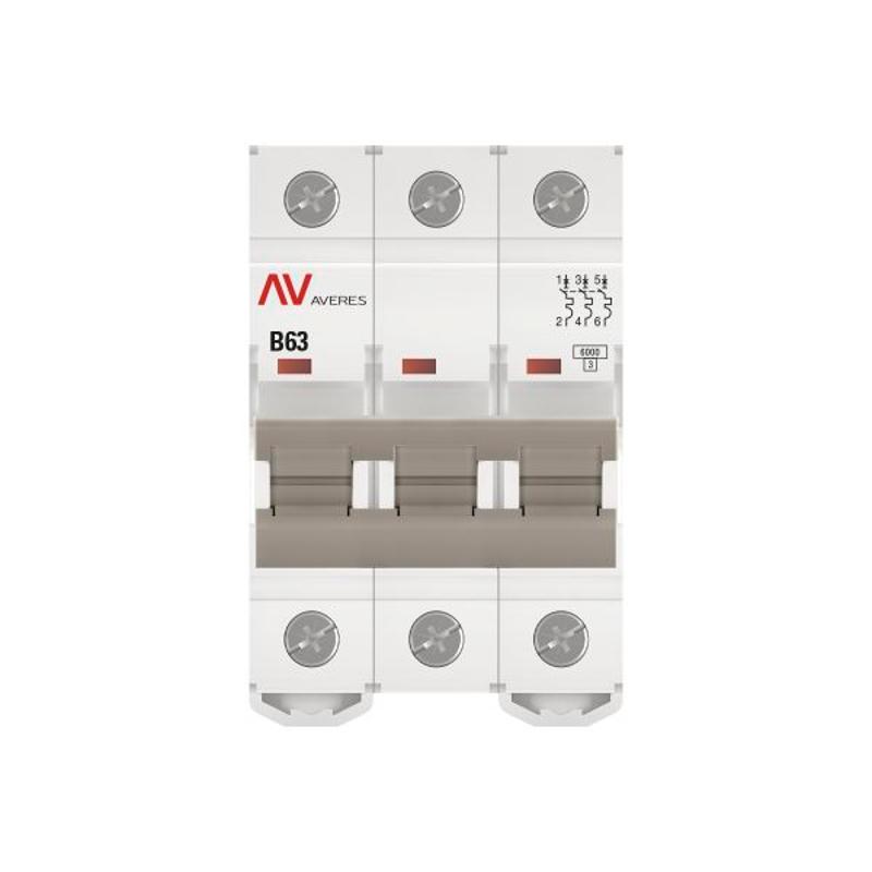 Выключатель автоматический трехполюсный AV-6 63А B 6кА AVERES | mcb6-3-63B-av | EKF — миниатюра 10