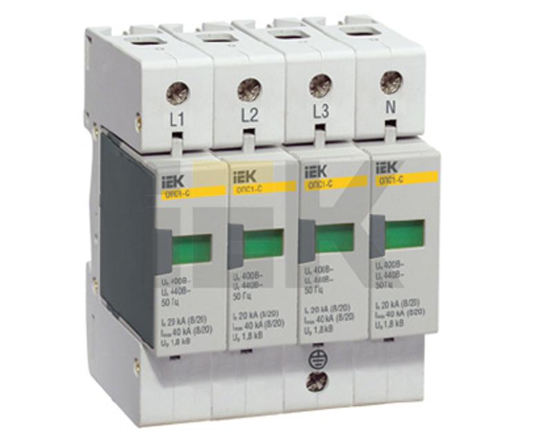 Ограничитель импульсного перенапряжения ОПС1-C 4Р In=20kA Un=400B Im=40kA | MOP20-4-C | IEK — миниатюра 2
