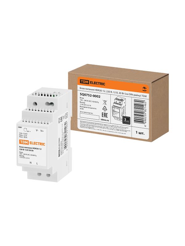 Блок питания HDR30-12, 220 В, 12 В, 30 Вт (на DIN-рейку) | SQ0752-0002 | TDM — TDM ELECTRIC