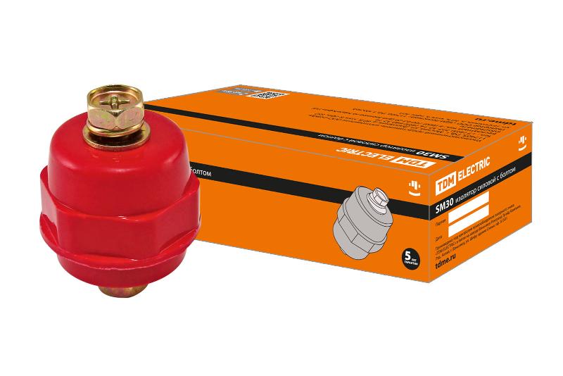 Изолятор SM30 силовой Н30хD27хМ8мм с болтом | SQ0807-0056 | TDM — TDM ELECTRIC