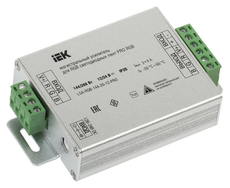 Усилитель магистральный PRO RGB 3 канала 12В 4А 144Вт | LSA-RGB-144-20-12-PRO | IEK — фото 1 | Sento