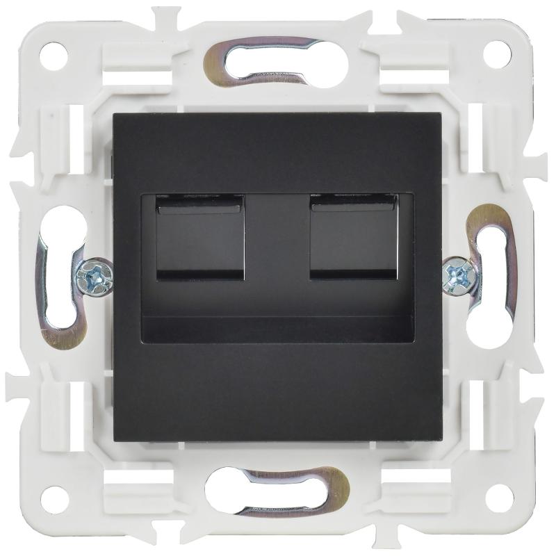 SKANDY Розетка компьютерная двойная RJ45 кат.5E SK-K03Bl черный | SK-K20-1-K02 | IEK — миниатюра 2