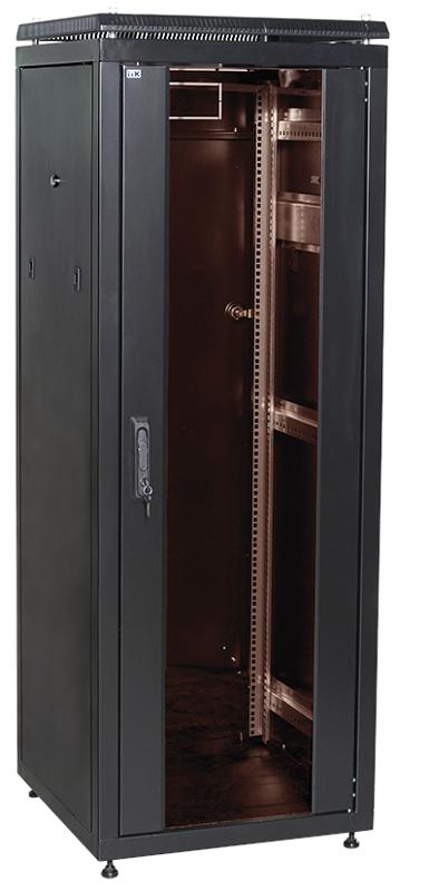 Шкаф сетевой 19" LINEA N 18U 600х600 мм стеклянная передняя дверь черный | LN05-18U66-G | ITK — миниатюра 2
