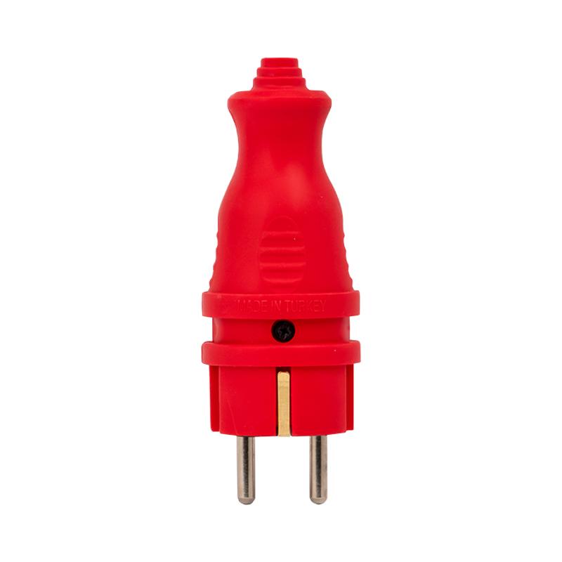 Вилка красная каучуковая прямая 230В 2P+PE 16A IP44 PRO | RPS-011-16-230-44-rr | EKF — миниатюра 3