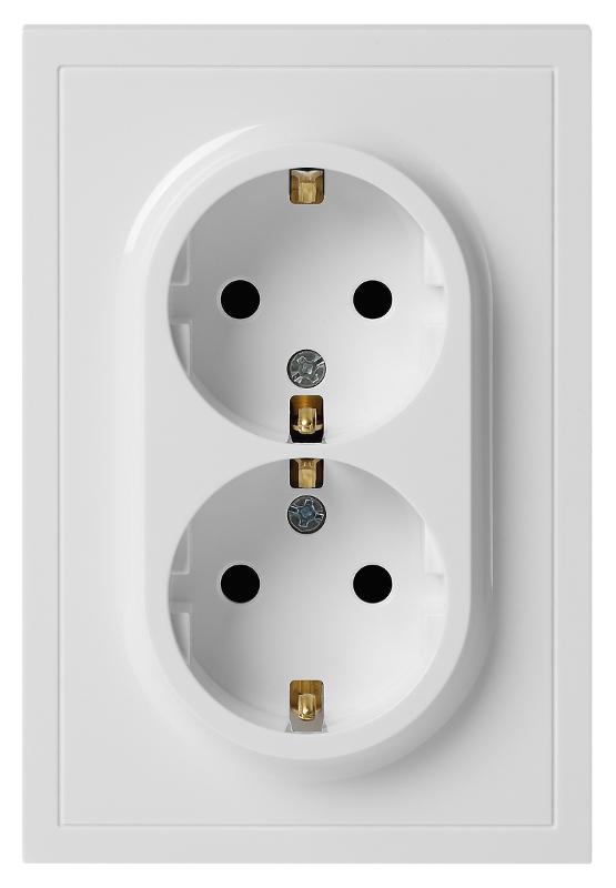 Розетка Galaxy 15-2104-01 с заземлением двойная 2X2P+E Schuko 16А-250В IP20 белый | Б0070678 | ЭРА — миниатюра 5