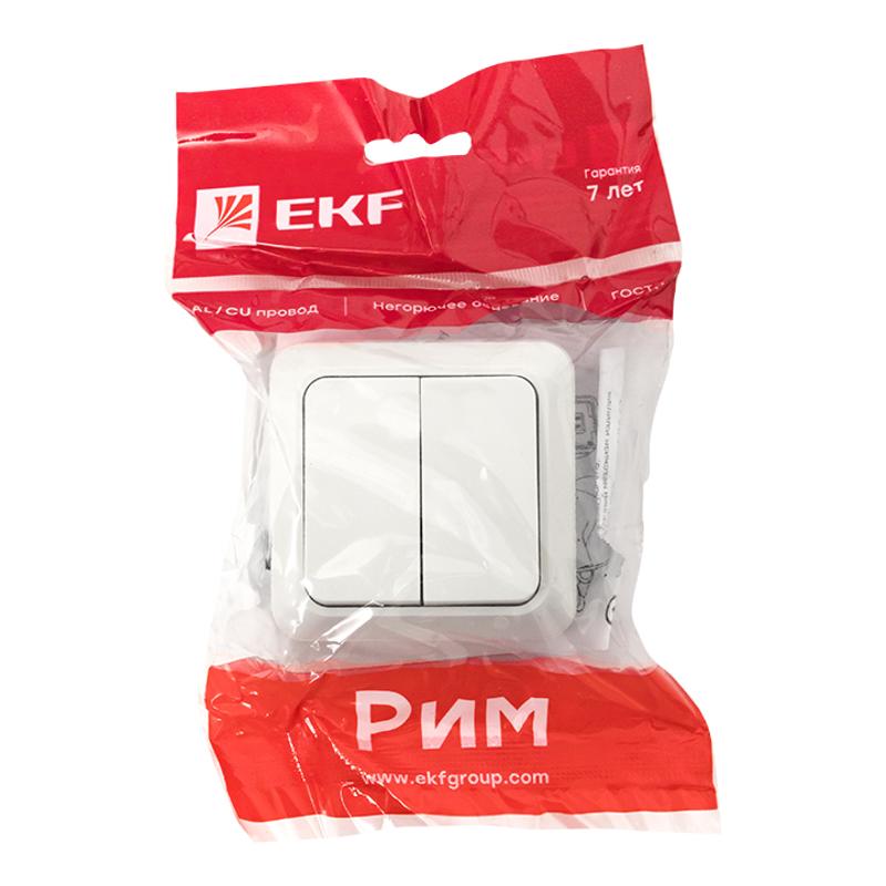Рим Выключатель 2-клавишный 10А белый EKF | ENV10-023-10 | EKF — миниатюра 3