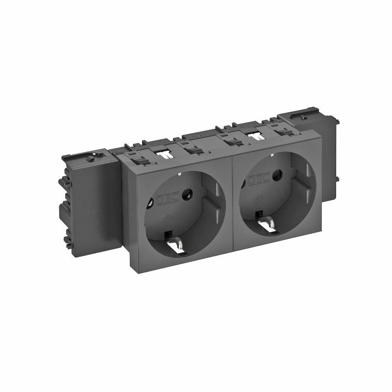 Розетка двойная 0° Modul45connect с з/к, 250 В, 16A (черный) (STD-D0C SWGR2) | 6120370 | OBO Bettermann — OBO Bettermann