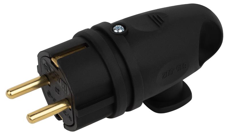 Вилка VX11-B-IP44 каучуковая c заземлением 16А IP44 с кольцом угловая черная | Б0055416 | ЭРА снято с производства, аналог: Б0069323 — ЭРА (Энергия света)