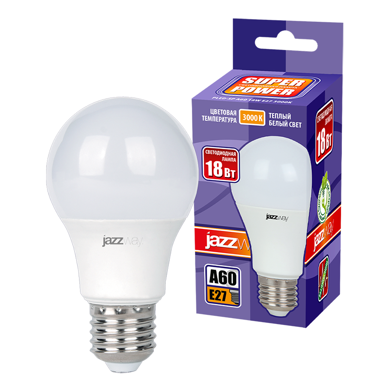 Лампа светодиодная PLED- SP A60 18w E27 3000K 230/50 | .5006188A | Jazzway — миниатюра 3