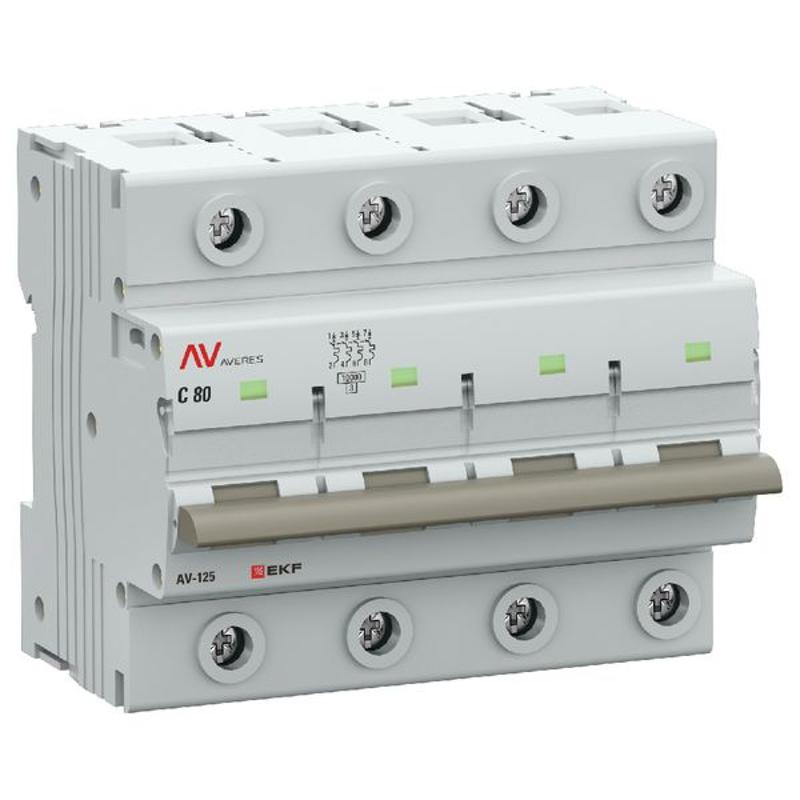 Выключатель автоматический AV-125 4P 80A (C) 10kA  AVERES |mcb125-4-80C-av| EKF — EKF