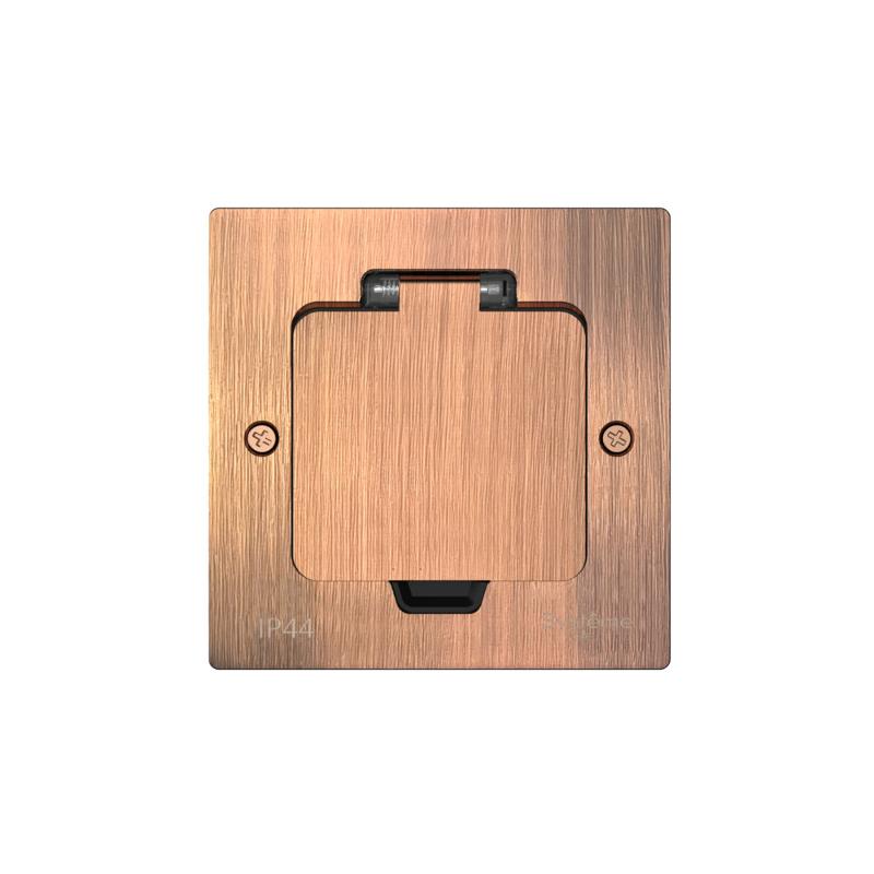 MultiDesk Лючок с розеткой 2К+З, 16А/250В, IP44 с монтажной коробкой для стены, фальшпола, стола Медь, тип MDK21 | MDK21102CA | SE — миниатюра 3