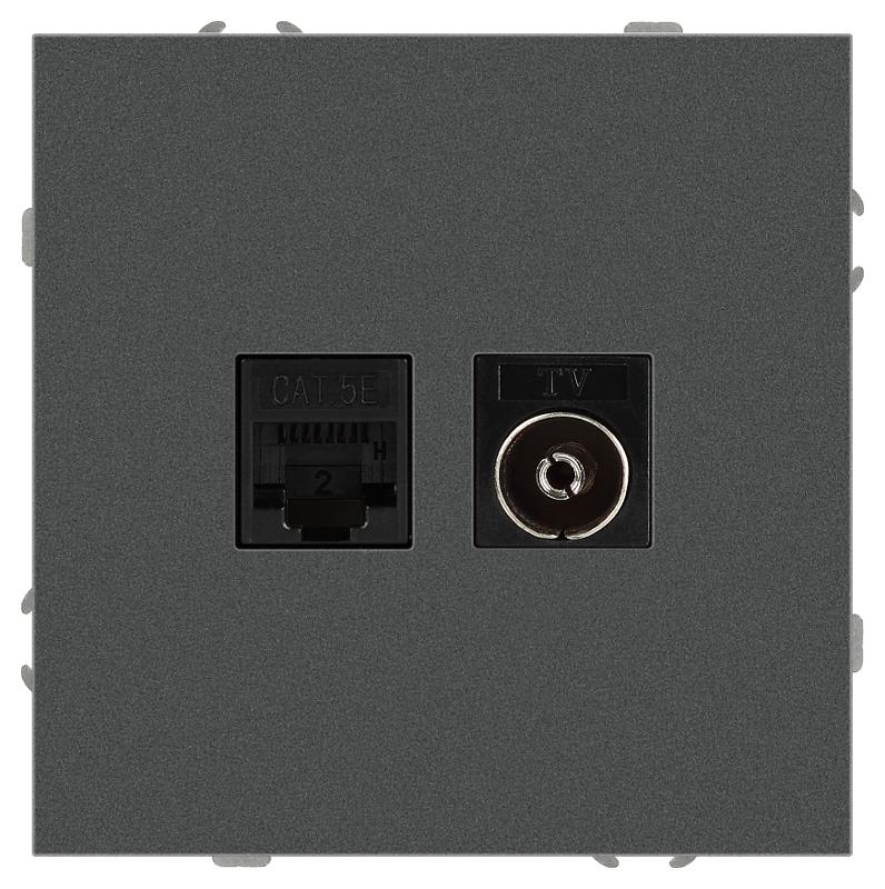 Розетка Galaxy 15-3110-06 комбинированная RJ45+TV IP20 графит | Б0070786 | ЭРА — миниатюра 4