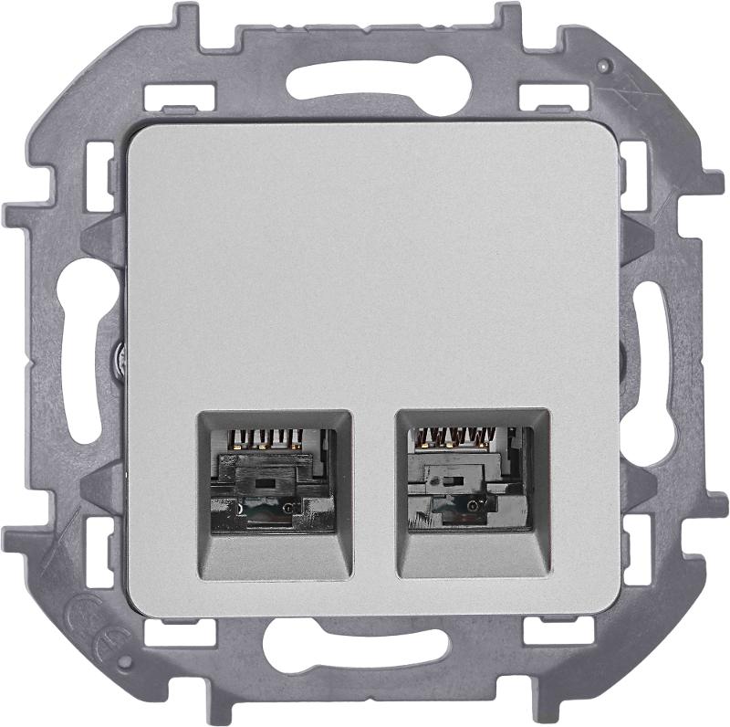 Inspiria Алюминий Розетка 2-ая компьютерная RJ45 С/У категория 5e UTP — миниатюра 6