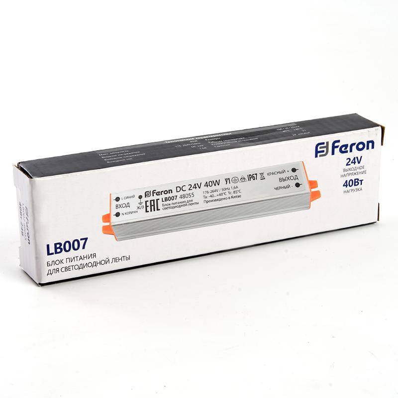 Трансформатор электронный для светодиодной ленты 40W 24V (драйвер), LB007 FERON | 48055 | FERON — миниатюра 6