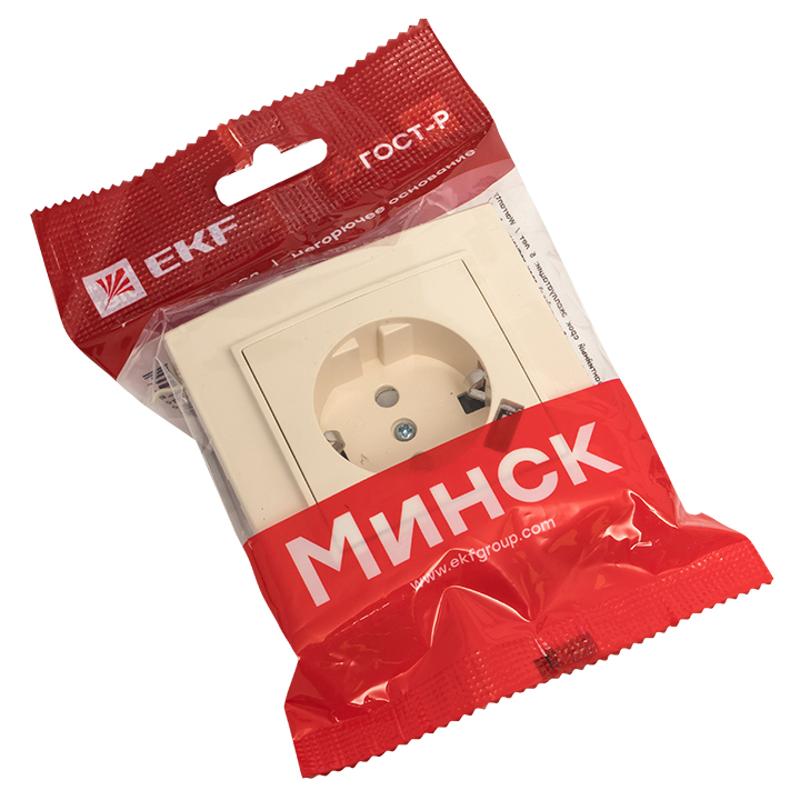 Розетка 1-местная СП с/з Минск 16А бежевая с защ. штор. с USB 1А EKF|ERR16-028-200-USB|EKF — миниатюра 6