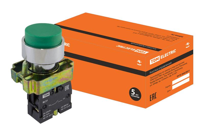 Кнопка BL31 без подсветки зеленый 1з  | SQ0704-0048 | TDM — TDM ELECTRIC