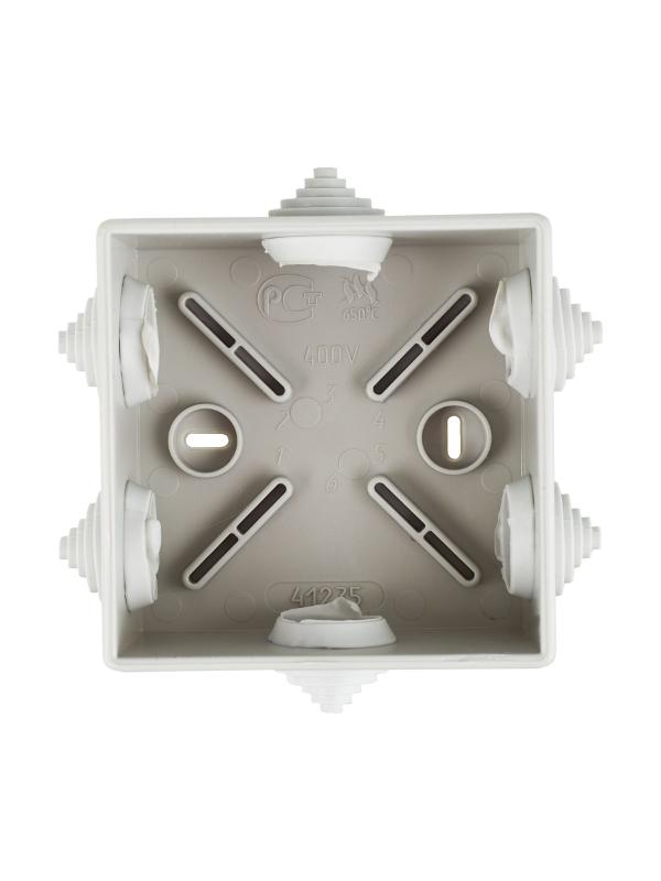 Коробка распределительная КМ41235 для о/п 85х85х40 мм IP44 (RAL7035, 6 гермовводов) | UKO11-085-085-040-K41-44 | IEK — миниатюра 3