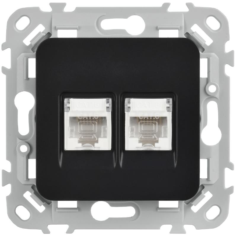 FLITE Розетка 2-ая RJ45/RJ11 кат.5Е/3 UTP РКТ5е/3-2-0-ФлЧ черный | FI-KT22-1-K02 | IEK — миниатюра 2
