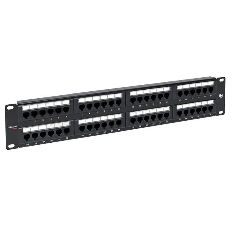 Патч-панель TERACOM PRO 19'' Cat.5E 2U неэкранированная UTP 48 портов RJ-45 Dual IDC | TRP-PPNL-5EUTP-2U48 | EKF — EKF