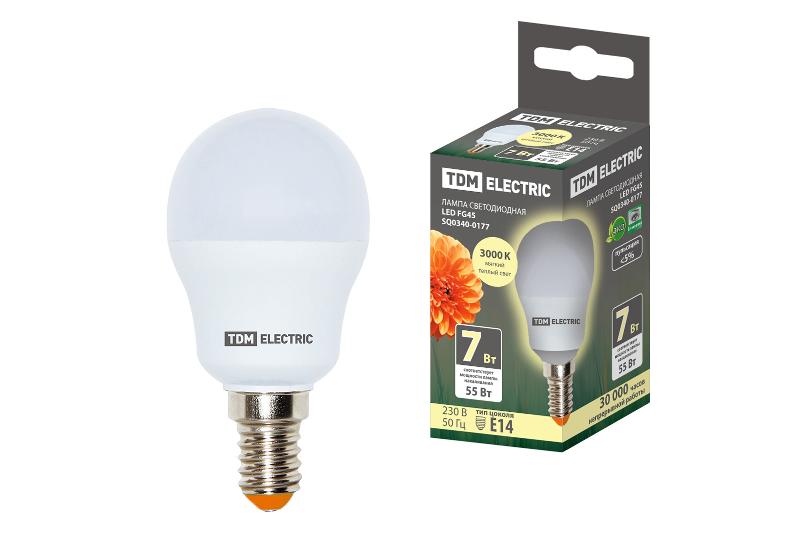Лампа светодиодная LED 7Вт E14 230В 3000К FG45 шар | SQ0340-0177 | TDM — TDM ELECTRIC