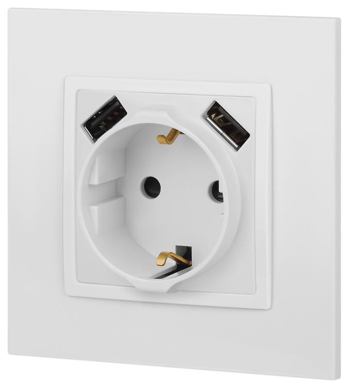 Розетка Elegance 14-4109-01М 2P+E 16A-250В, штор. с 2xUSB 5В-3А, белый матовый | Б0065773 | ЭРА — миниатюра 4