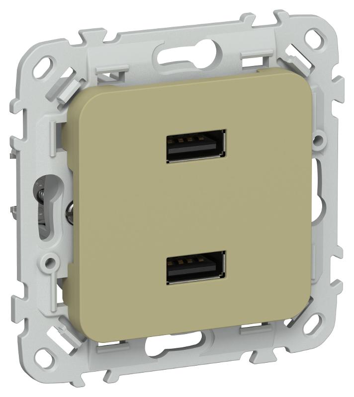 FLITE Розетка USB A+A 2,1А РЮ-2-ФлО оливковый | FI-U21-D31-K26 | IEK — фото 1 | Sento