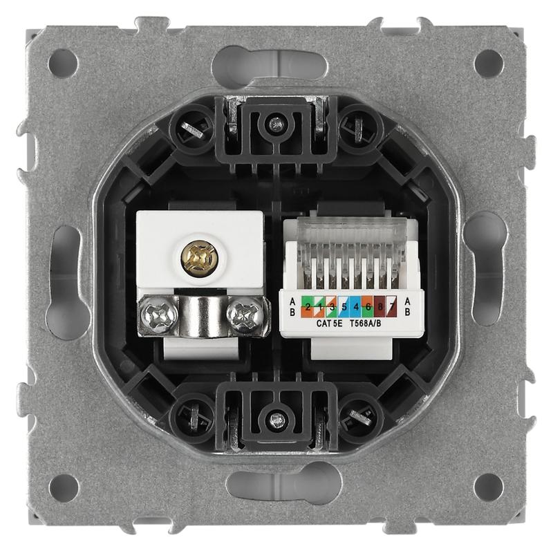 Розетка Galaxy 15-3110-03 комбинированная RJ45+TV IP20 алюминий | Б0070780 | ЭРА — миниатюра 5